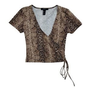 Forever 21 Brown Tan Snakeskin Print Wrap Top - Size Small